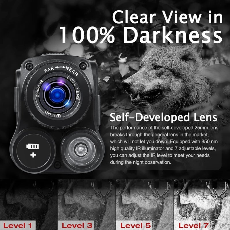 GeowFiiTech منظار الرؤية الليلية، نظارات رؤية ليلية رقمية 4K بالأشعة تحت الحمراء مع 850 نانومتر، 40 متر صورة وفيديو 4K، مدى 984 قدم، زوم 8X، بطارية قابلة للشحن، بطاقة 32 جيجابايت للصيد والتخييم والمغامرة - Image 4